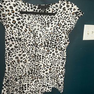 Sanctuary Womens Animal Print Short Sleeves Top Blouse Shirt